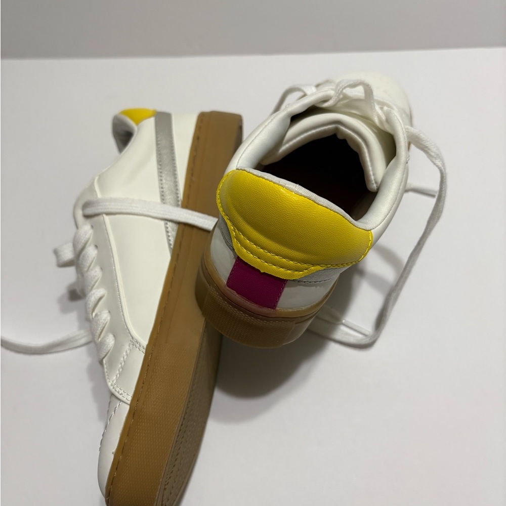 Universal Thread White Sneakers with Yellow and Pink Details
